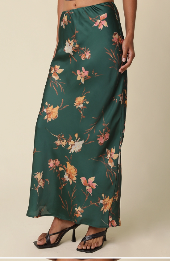 Alexis Floral Maxi Satin Skirt 2605-251LSY