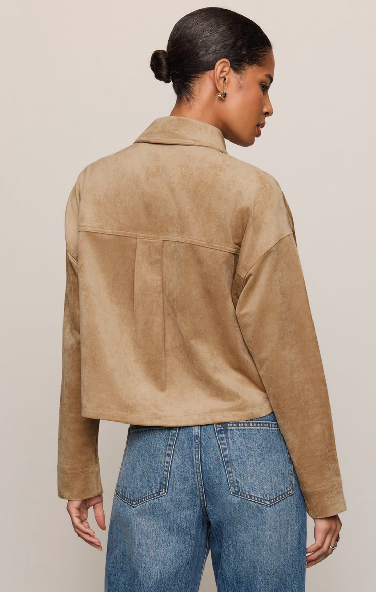 All Day Cropped Suede Jacket - Light Sand back