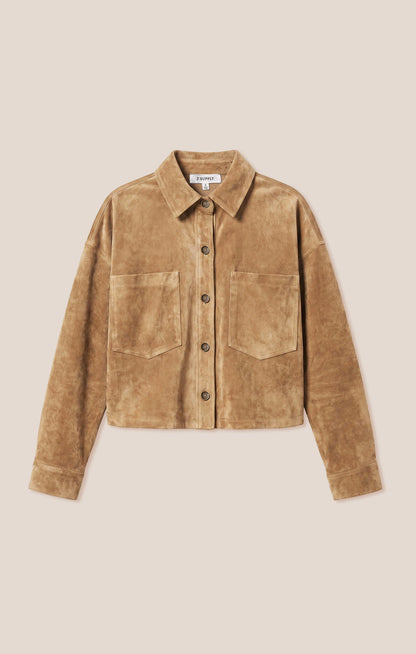 All Day Cropped Suede Jacket - Light Sand flat lay