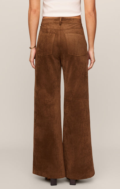 Cecile Mid Rise Wide Leg - Saddle Suede back