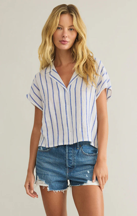Parallel Striped Linen Top ZT251510