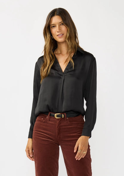 Split Neck Satin Blouse I-15573W-SWA