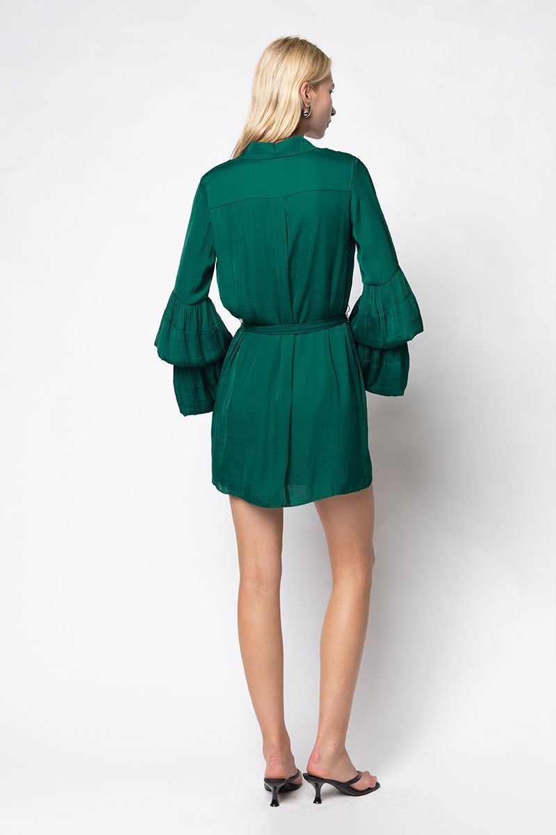 Mini Holiday Shirt Dress With Tiered Bell Sleeves WD5032