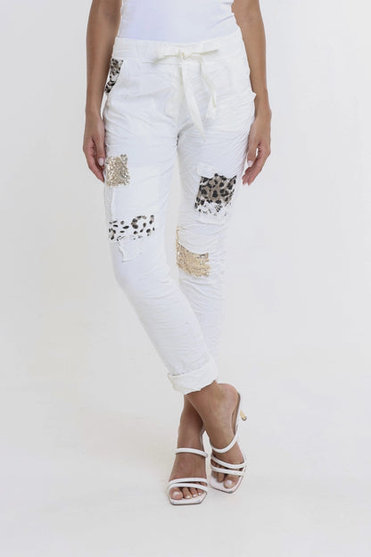 Kelly Leopard Sequin Patch Pant PL192L