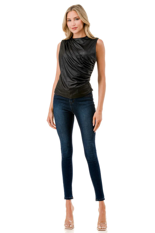 Ruched Hi Neck Top T1660-PL