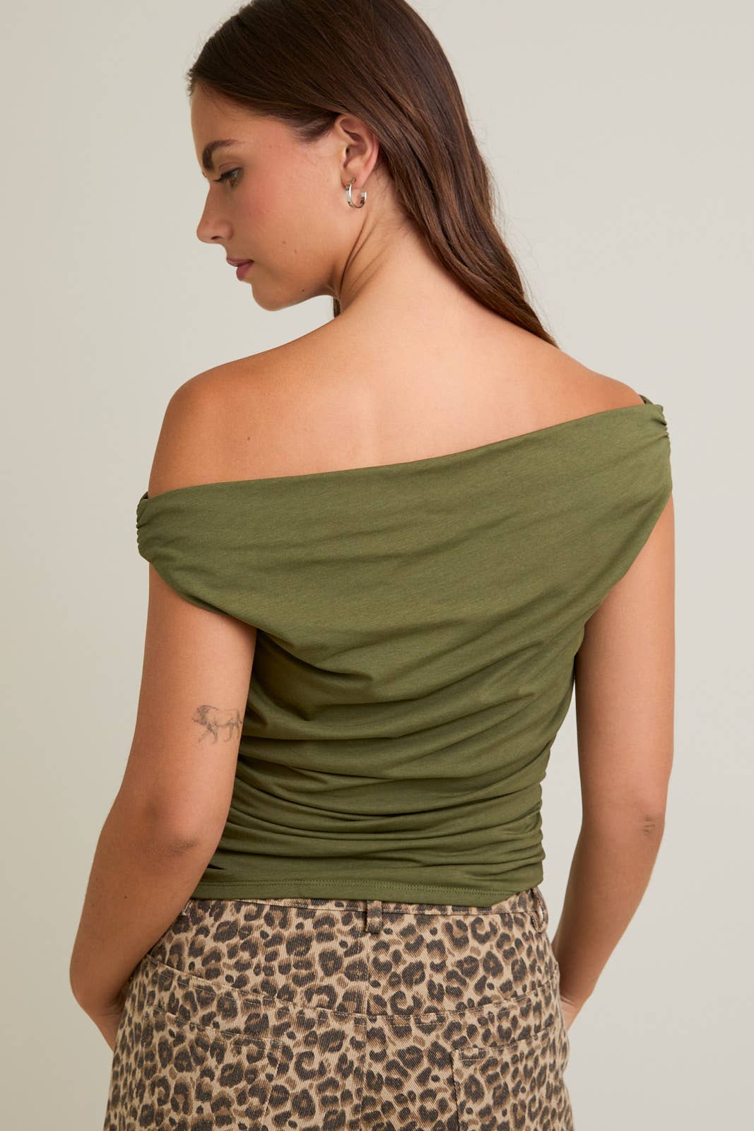 Off the Shoulder Top with Ruching PT6031
