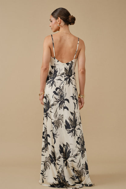 Floral Satin Maxi Dress  IDA16196