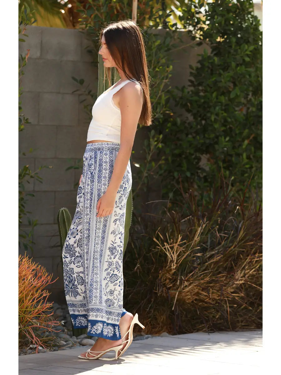 Printed Wide Leg Pants 25T16