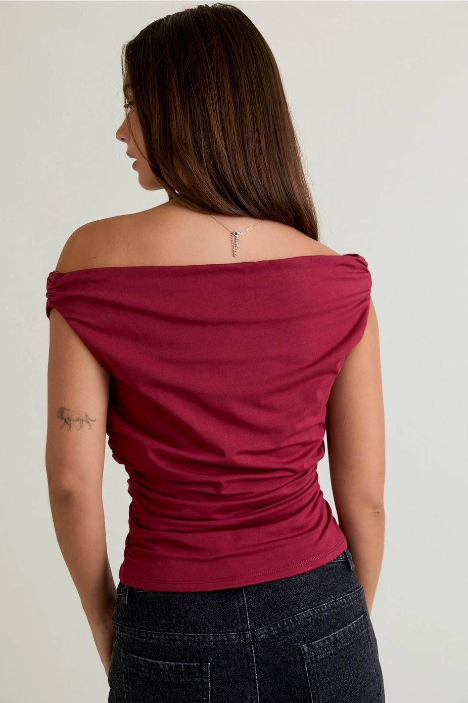 Off the Shoulder Top with Ruching PT6031