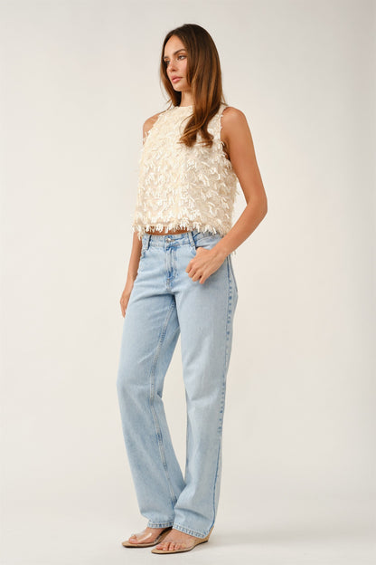 Fringed Sequin Sleeveless Top IBA29269