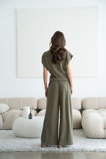 Double Side Tie Wide Leg Pants 5205EP