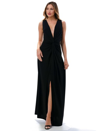 Twist Front Plunging Neckline Maxi Dress D643-ITY