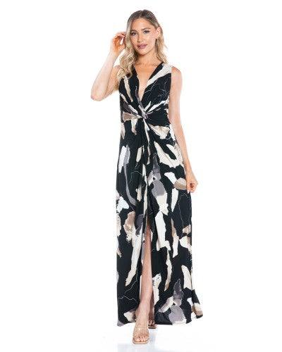 Printed Twist Front Maxi Dress D643-V929