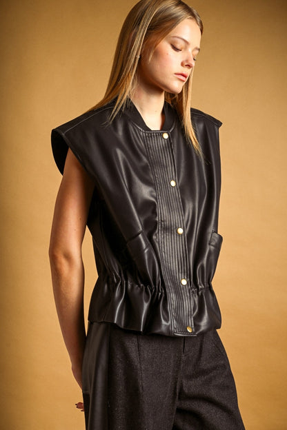 Faux Leather Vest J6939