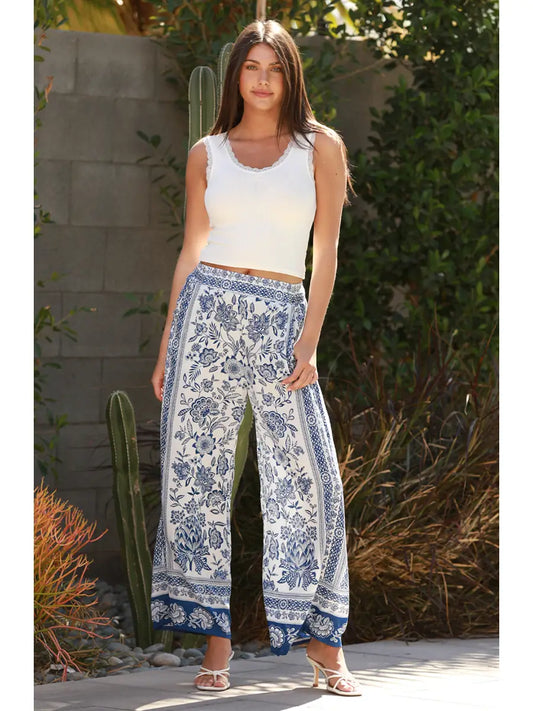 Printed Wide Leg Pants 25T16