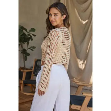 Solid Knit Tie Front Top 72538/800808