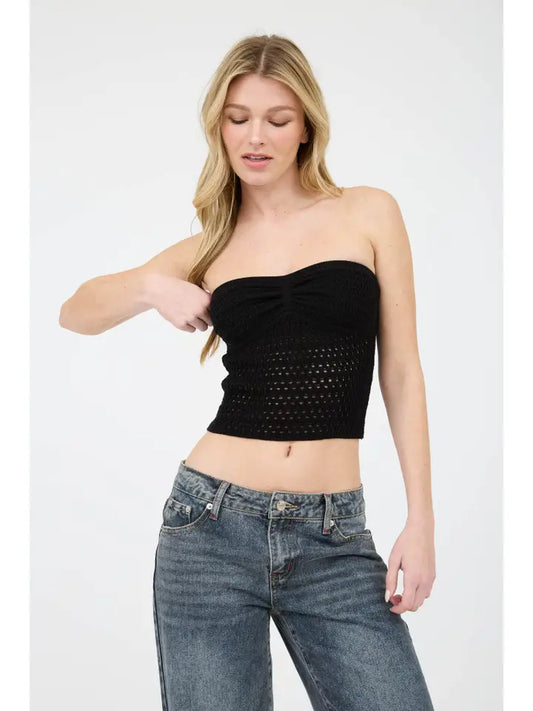 Strapless Crochet Knit Top TW1708