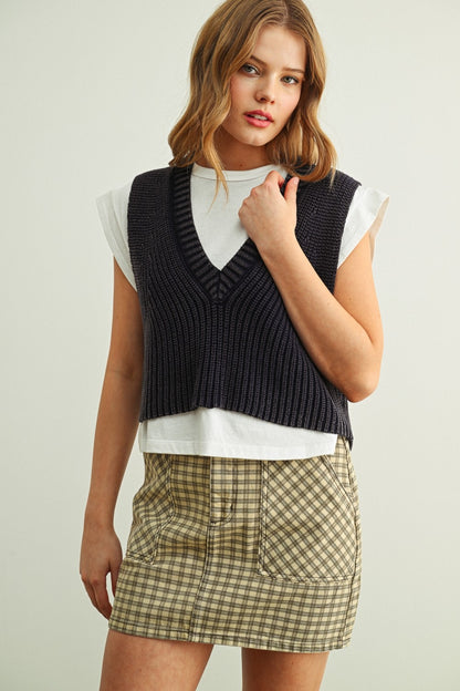 Sweater Vest With Jersey Top T6365