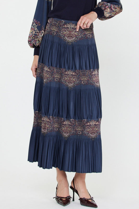 Paisley Print Pleated Midi Skirt 2450122-1