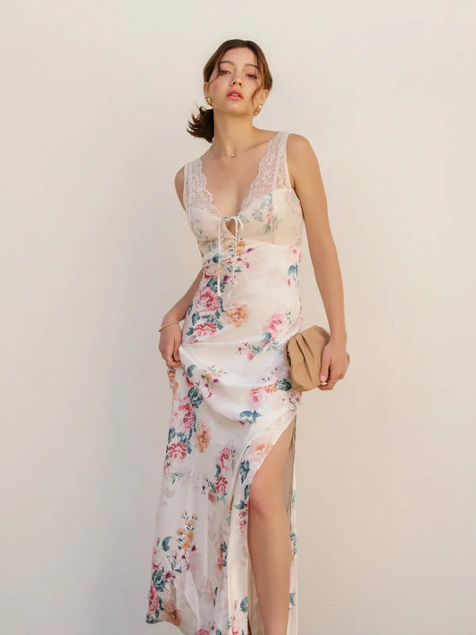 Make You Mine Satin Contrast Maxi Dress FD11960-P2007