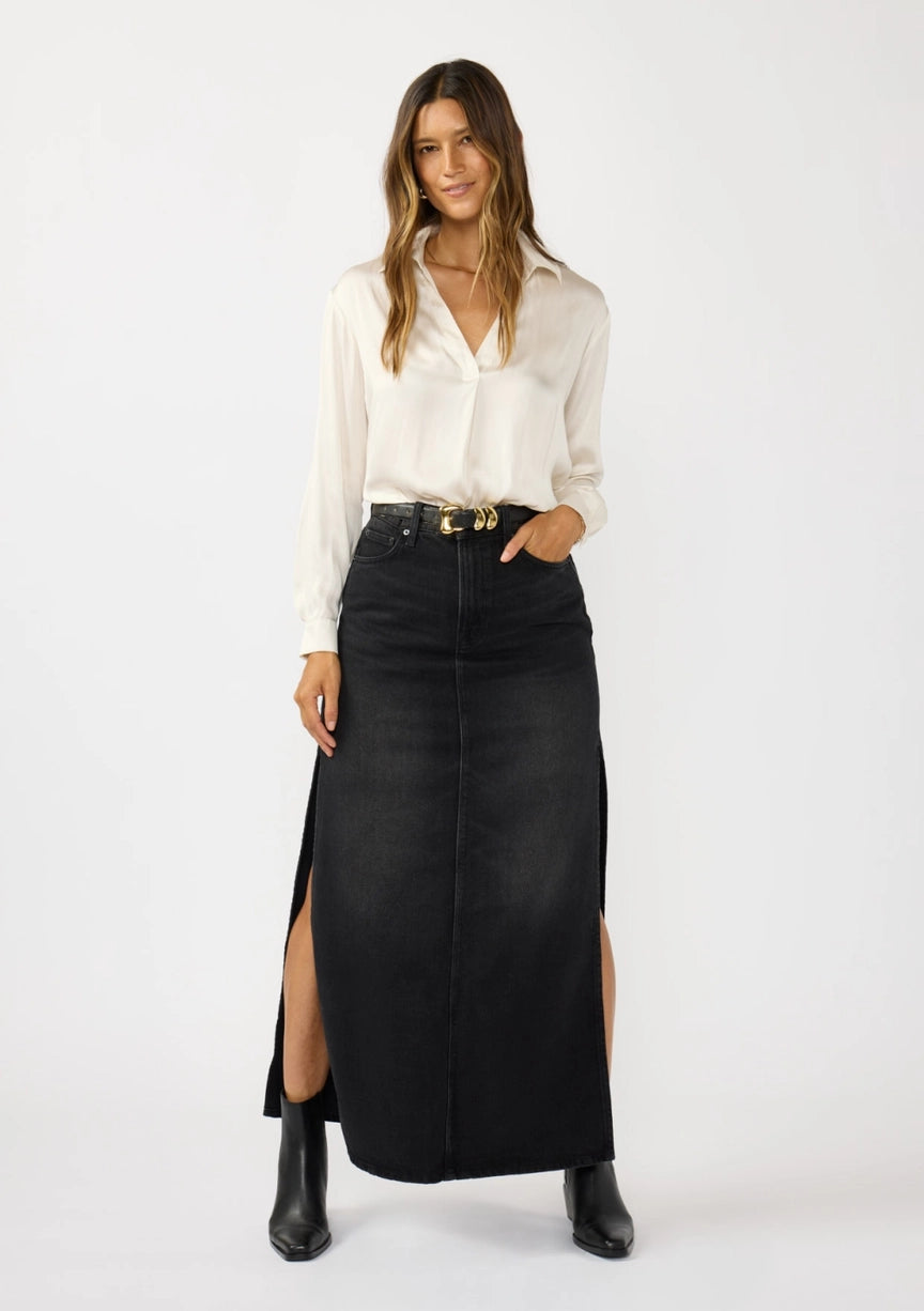 Split Neck Satin Blouse I-15573W-SWA