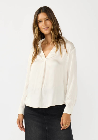 Split Neck Satin Blouse I-15573W-SWA