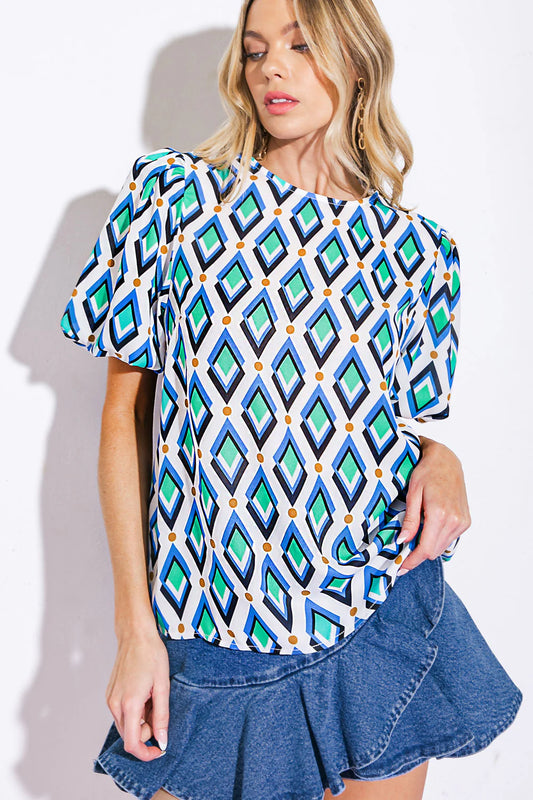 Printed Woven Top IT13027