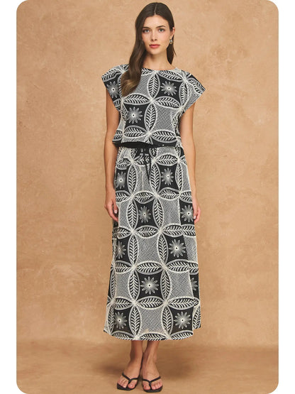 Embroidered Geometric 2-Piece Set SET-0115-H