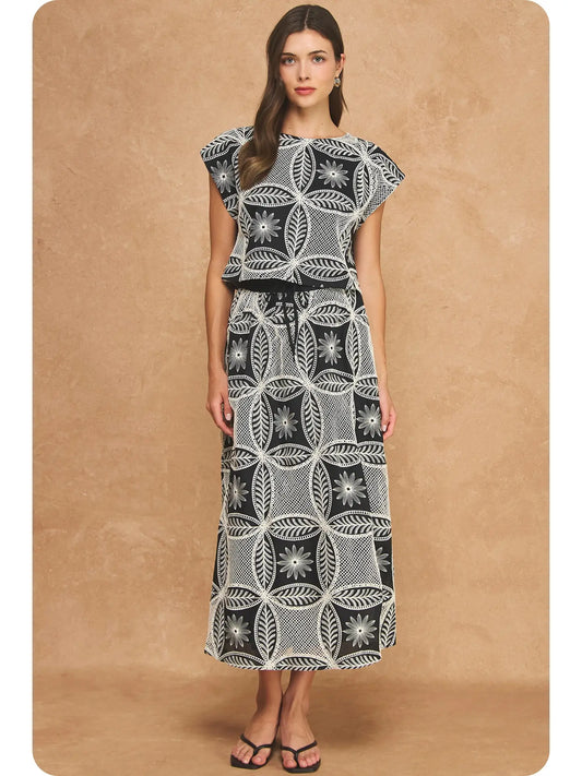 Embroidered Geometric 2-Piece Set SET-0115-H
