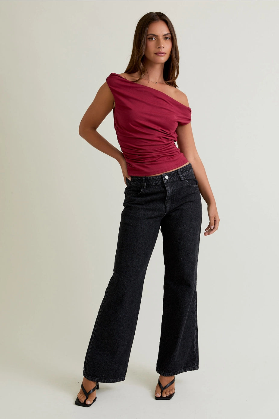 Off the Shoulder Top with Ruching PT6031