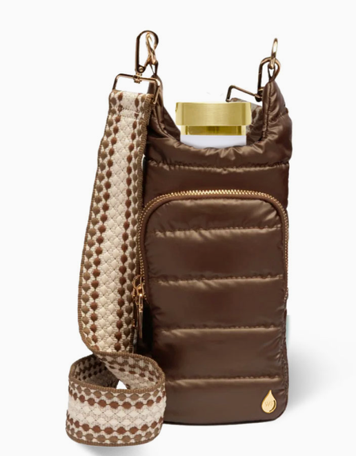 Chocolate Brown Shiny Hydrobag® with Dark Patterned Strap WBB1CHOCDPS