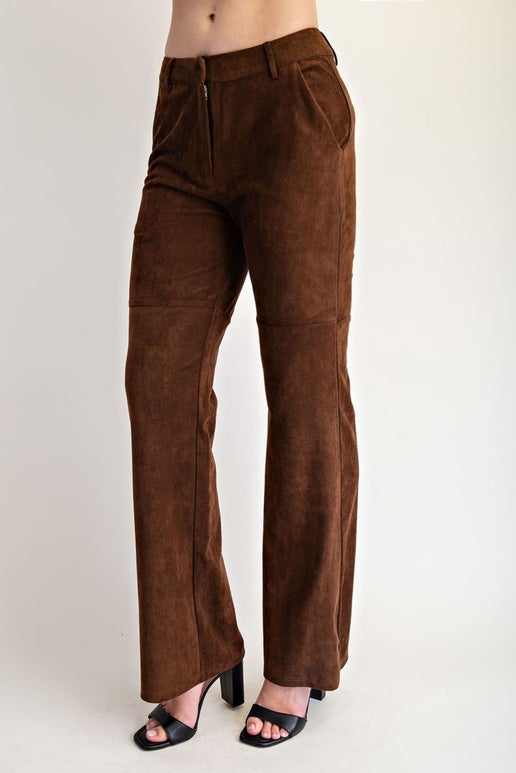 Faux Suede Semi Flare Pants YP6942
