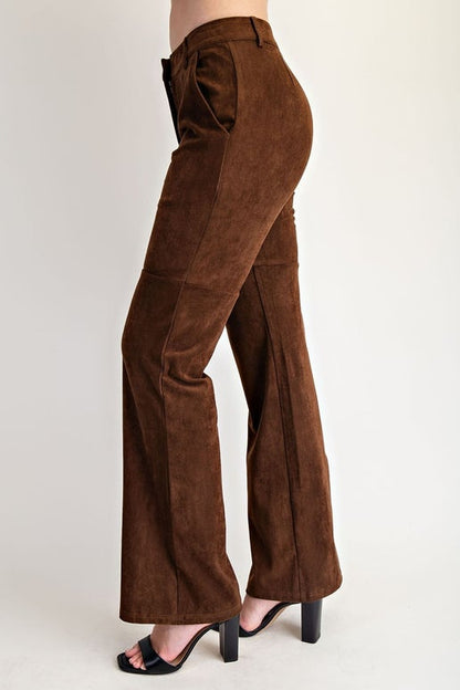 Faux Suede Semi Flare Pants YP6942
