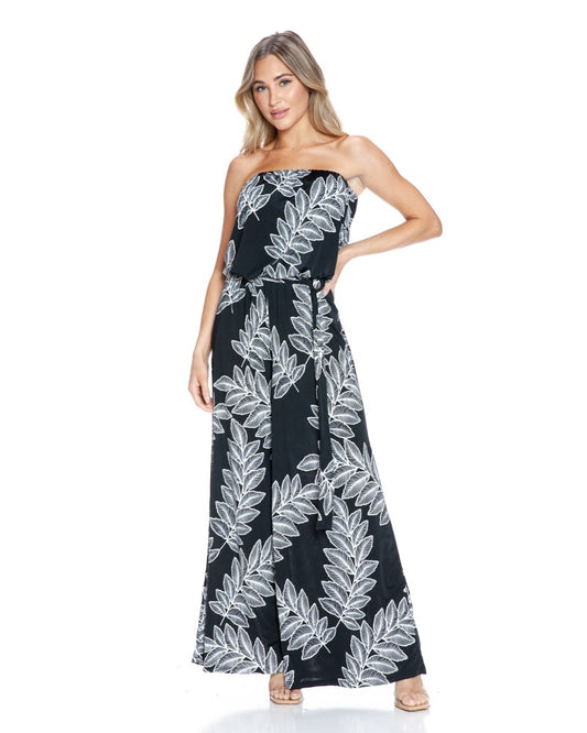 Tube Top Wide Leg Jumpsuit W/ Pocket P592-V1015