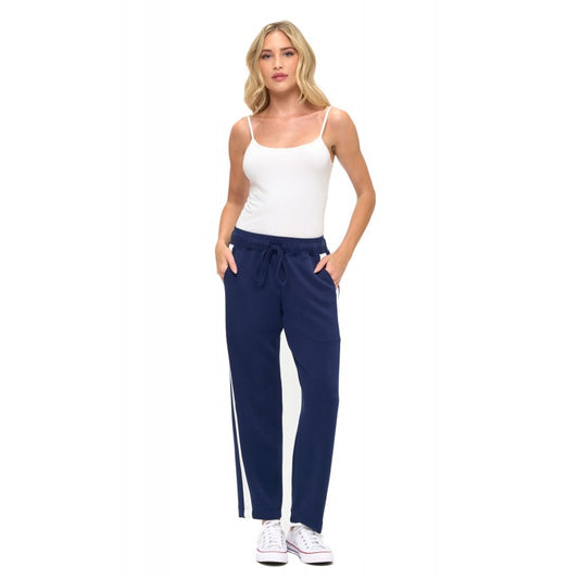 Straight Leg Pant W/ Pleather Detail In Scuba P633-K490
