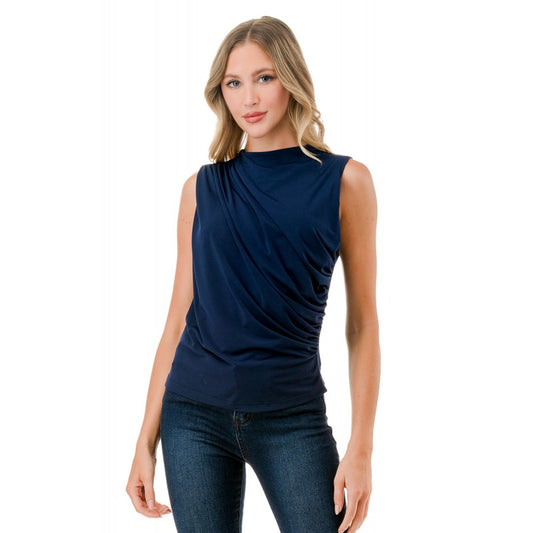High Neck Drape Detail Top T1660-ITY