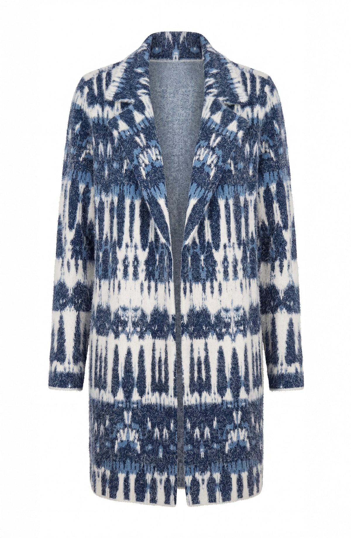 Open Front Coatigan Sweater - Navy/White Multi