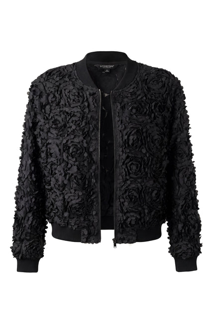 Woven Floral Bomber Jacket - Black Floral