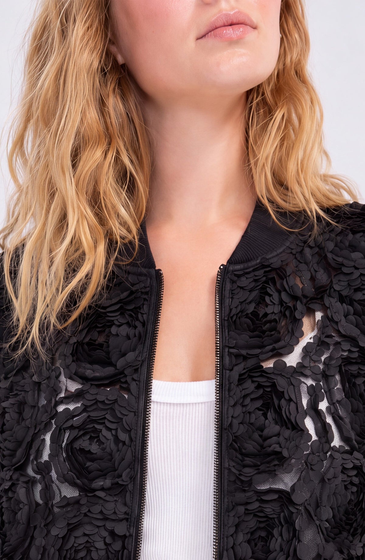 Woven Floral Bomber Jacket - Black Floral